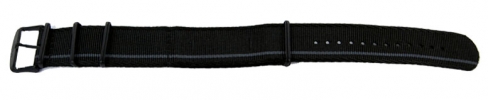 24mm Nato - Black with Silver/Grey Stripe